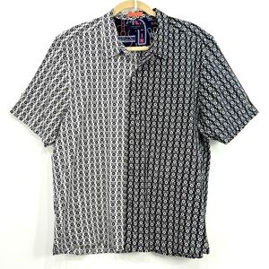 Ted Baker London Black White Floral Contrast Lightweight Short Sleeve Shirt